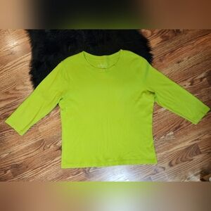 Kim Roger's Lime Green Knit Top Women's Size XL
